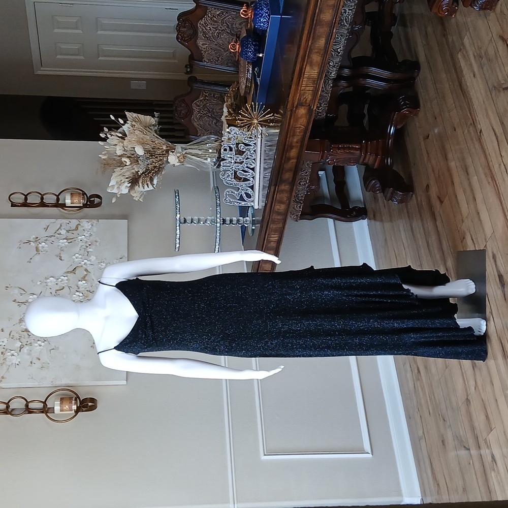 Windsor Black Shiny Asymmetrical Ruffle Floor-Length Cocktail Dress. Size S - Picture 15 of 17